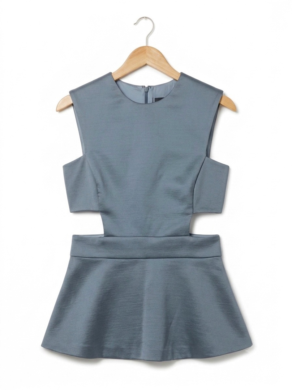 Cushnie Et Ochs Gray Wool Silk Blend Cutout Peplum Top Size 4